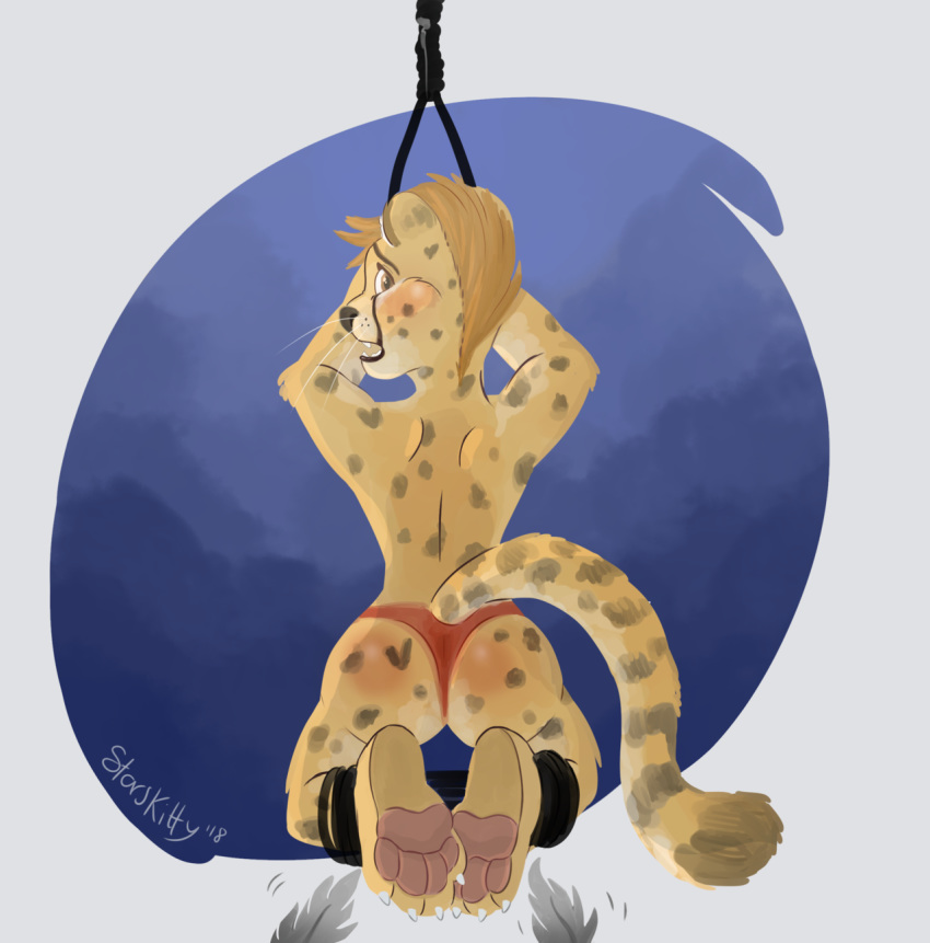 2018 bdsm bondage bound butt cheetah feet feline furaffinity mammal nude painted paws scared starskitty tickling tumblr