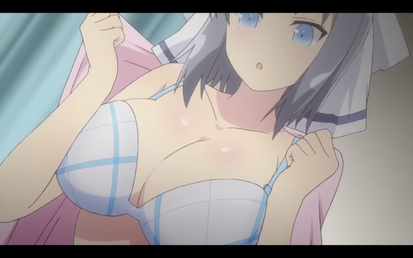 1girl bra breasts large_breasts screencap senran_kagura solo underwear yumi_(senran_kagura)