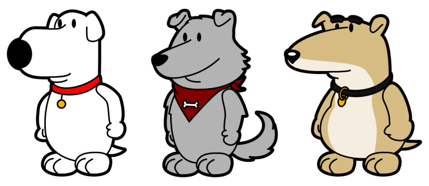 anthro black_nose bone brian_griffin canine collar decatilde_(artist) family_guy fur male mammal mario_bros new_brian nintendo paper_mario smile video_games vinny_griffin