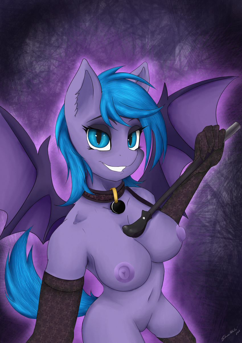 anthro armwear belfry_towers_(character) breasts clothing elbow_gloves female gloves grin legwear my_little_pony nipples nude riding_crop shamziwhite smile solo standing stockings thigh_highs whip wings