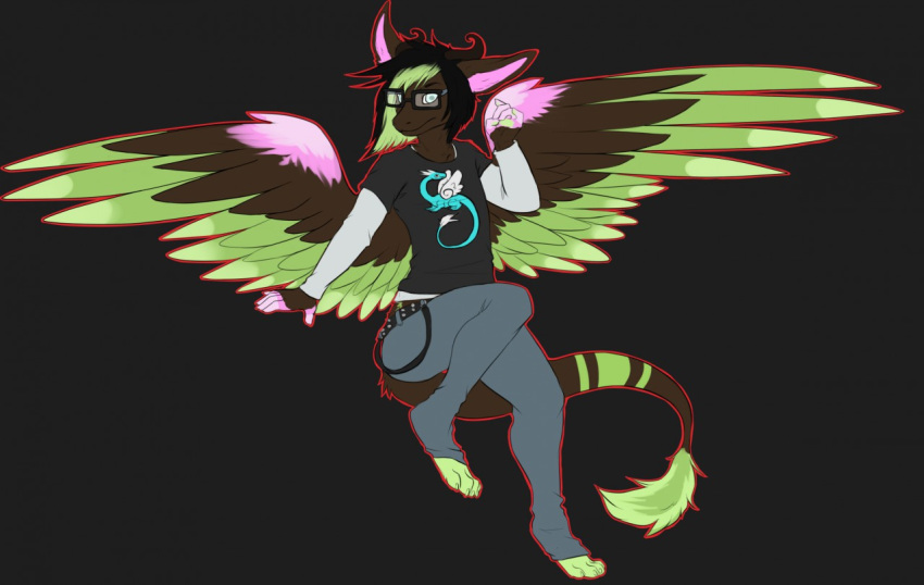 angel_dragon anthro belt biped clothed clothing dragon eyebrows eyewear fully_clothed fur glasses hair horn looking_at_viewer male pants shirt simple_background sitting solo source_request twixxel_minty unknown_artist wings