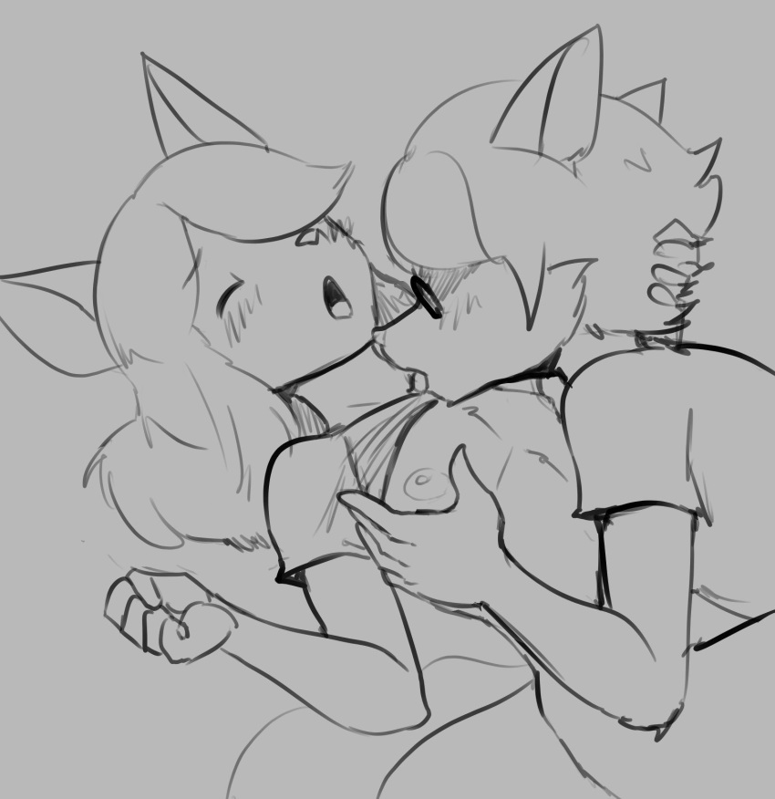 anthro blush canine con_(thecon) eyewear fox girly glasses licking looking_pleasured male male/male mammal morgan_(thecon) nipples thecon tongue tongue_out wolf