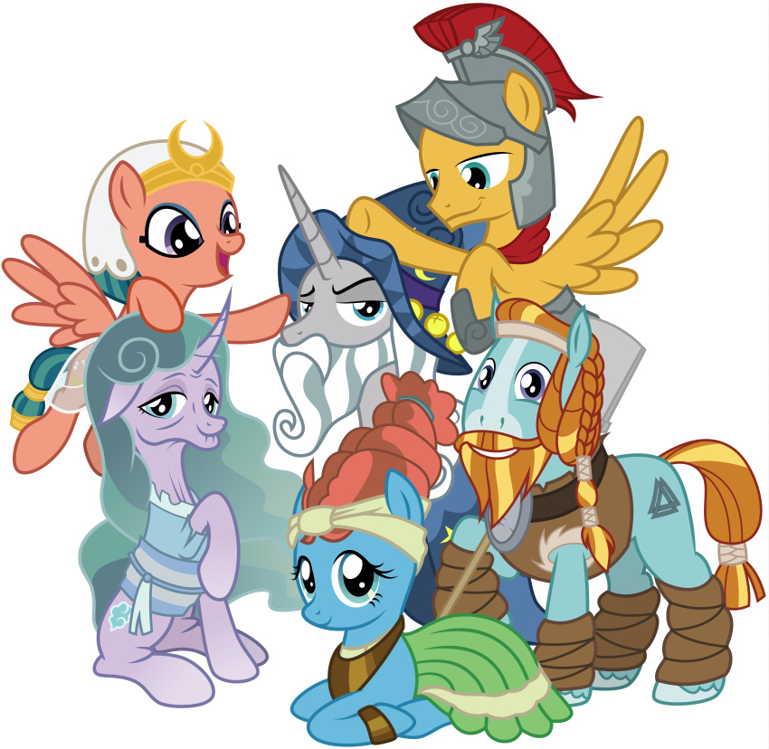 alpha_channel amarthgul armor equine female flash_magnus_(mlp) friendship_is_magic group horn horse looking_at_viewer male mammal meadowbrook_(mlp) mistmane_(mlp) my_little_pony pegasus pony rockhoof_(mlp) simple_background somnambula_(mlp) starswirl_the_bearded_(mlp) transparent_background unicorn wings