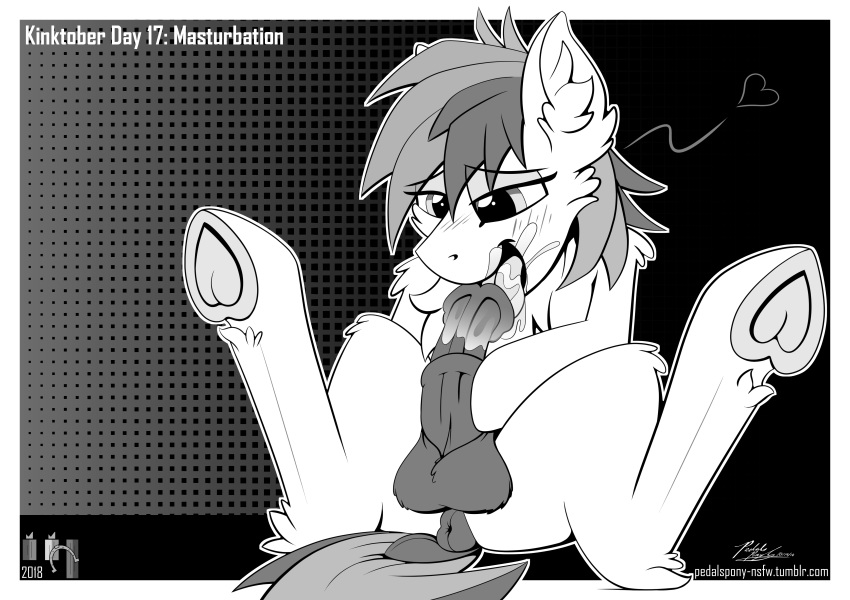 animal_genitalia animal_penis anus autofellatio balls bent_over cub cum cumming_in_mouth equine equine_penis feral friendship_is_magic fuzzy_balls greyscale horse kinktober kinktober2018 male mammal masturbation monochrome my_little_pony oral oral_masturbation pedalspony_(artist) penile_masturbation penis perineum pony sandbar_(mlp) simple_background sitting solo young