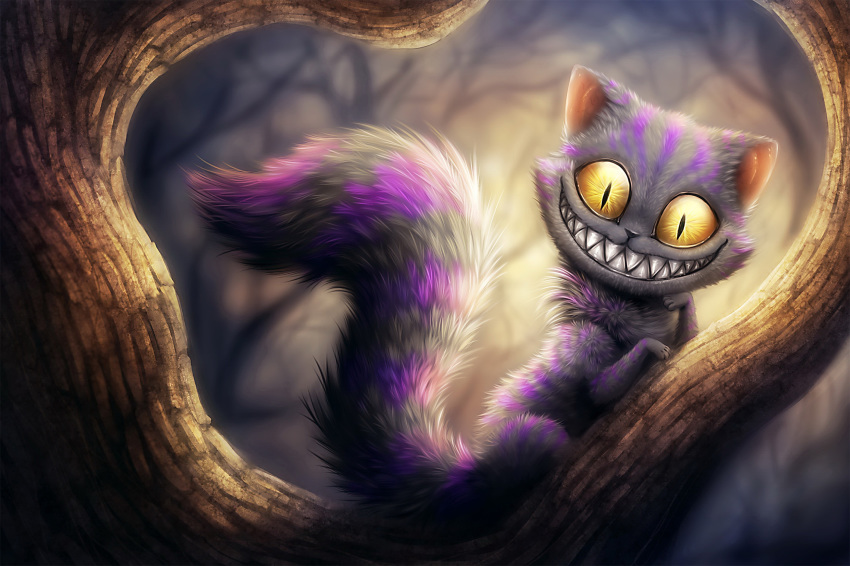 artist_request cat cheshire_cat creepy smile yellow_eyes