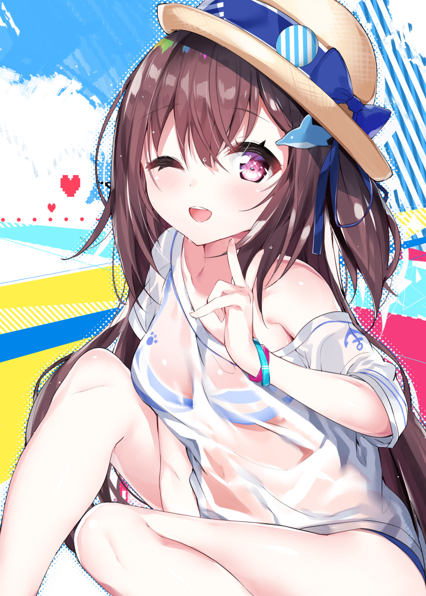 bikini kamioka_chiroru see_through swimsuits wet_clothes