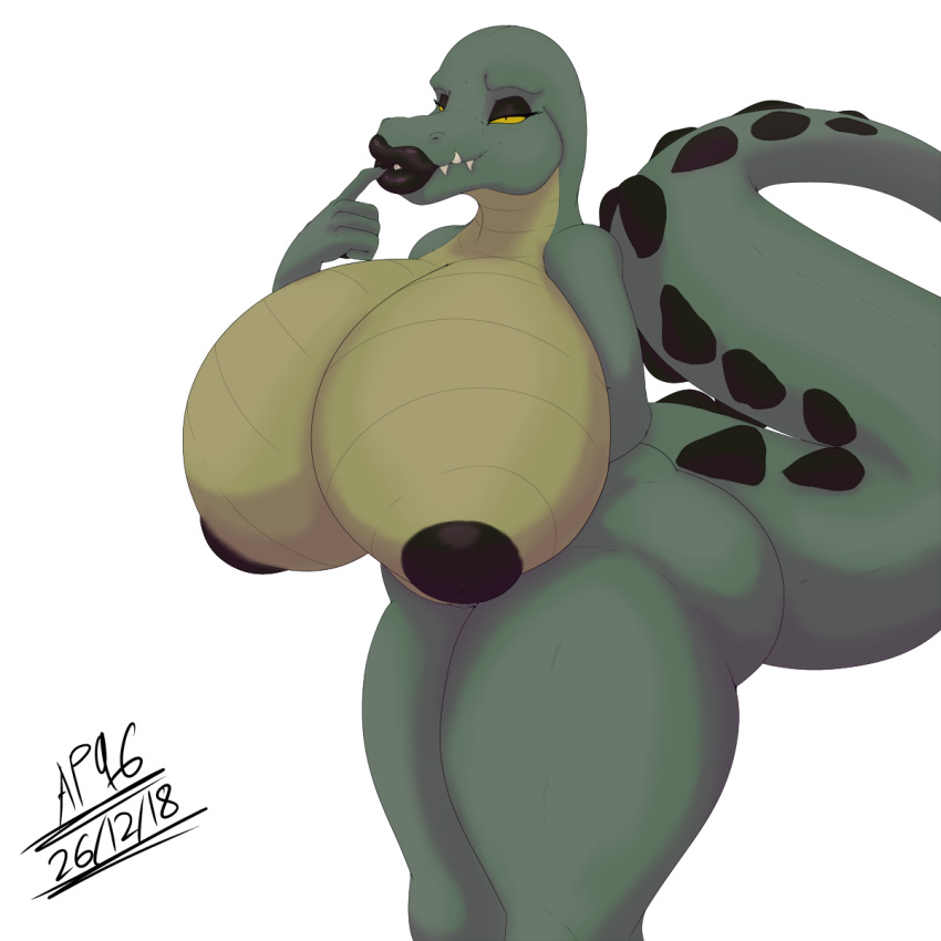 alligator alpha_channel angrypotato96 anthro big_breasts breasts crocodilian curvaceous female huge_breasts looking_at_viewer makeup nipples nude olivia_may reptile scalie simple_background solo standing thick_thighs transparent_background