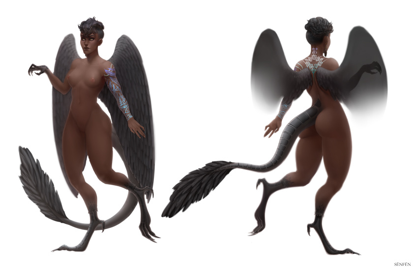 2018 abs absurd_res alpha_channel alya_(kin) animal_humanoid avian big_butt black_hair breasts brown_eyes butt claws dark_skin digitigrade facial_piercing feathers female hair hi_res humanoid jewelry kin~ model_sheet nipples nose_piercing nude piercing pussy scales septum_piercing short_hair simple_background solo tattoo transparent_background wide_hips wings xiongfeng95 yellow_eyes