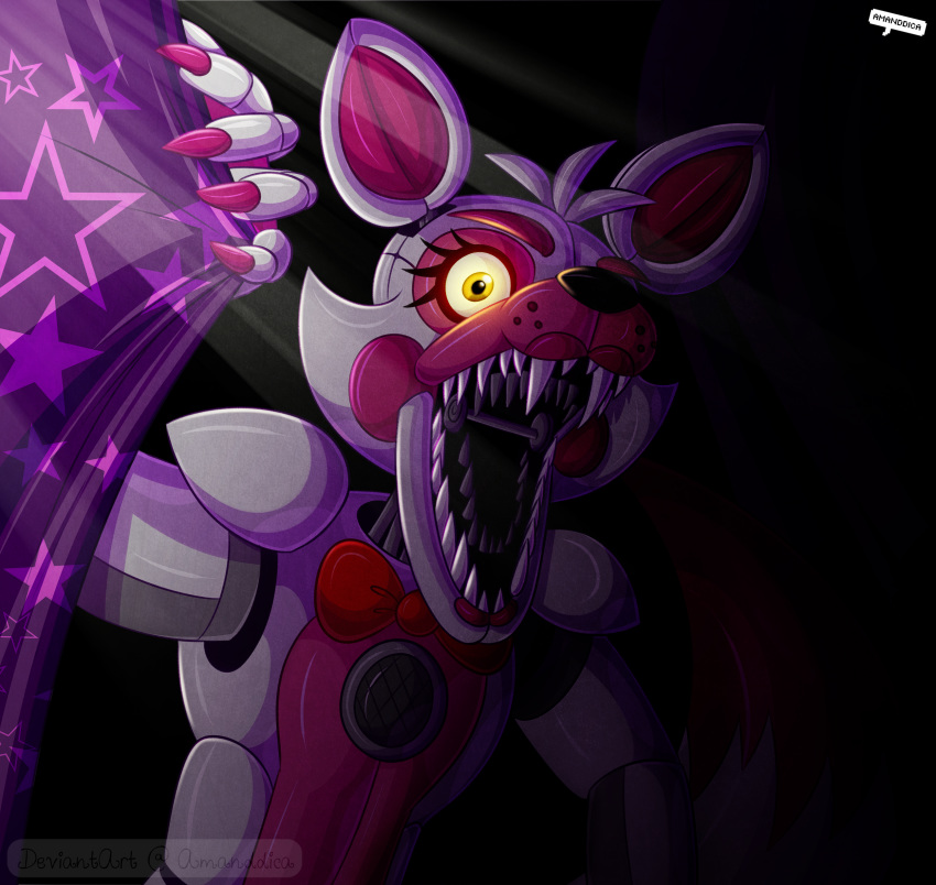 absurd_res amanddica animatronic bow_tie canine digital_media_(artwork) five_nights_at_freddy's fox funtime_foxy_(fnafsl) hi_res machine mammal robot simple_background sister_location video_games