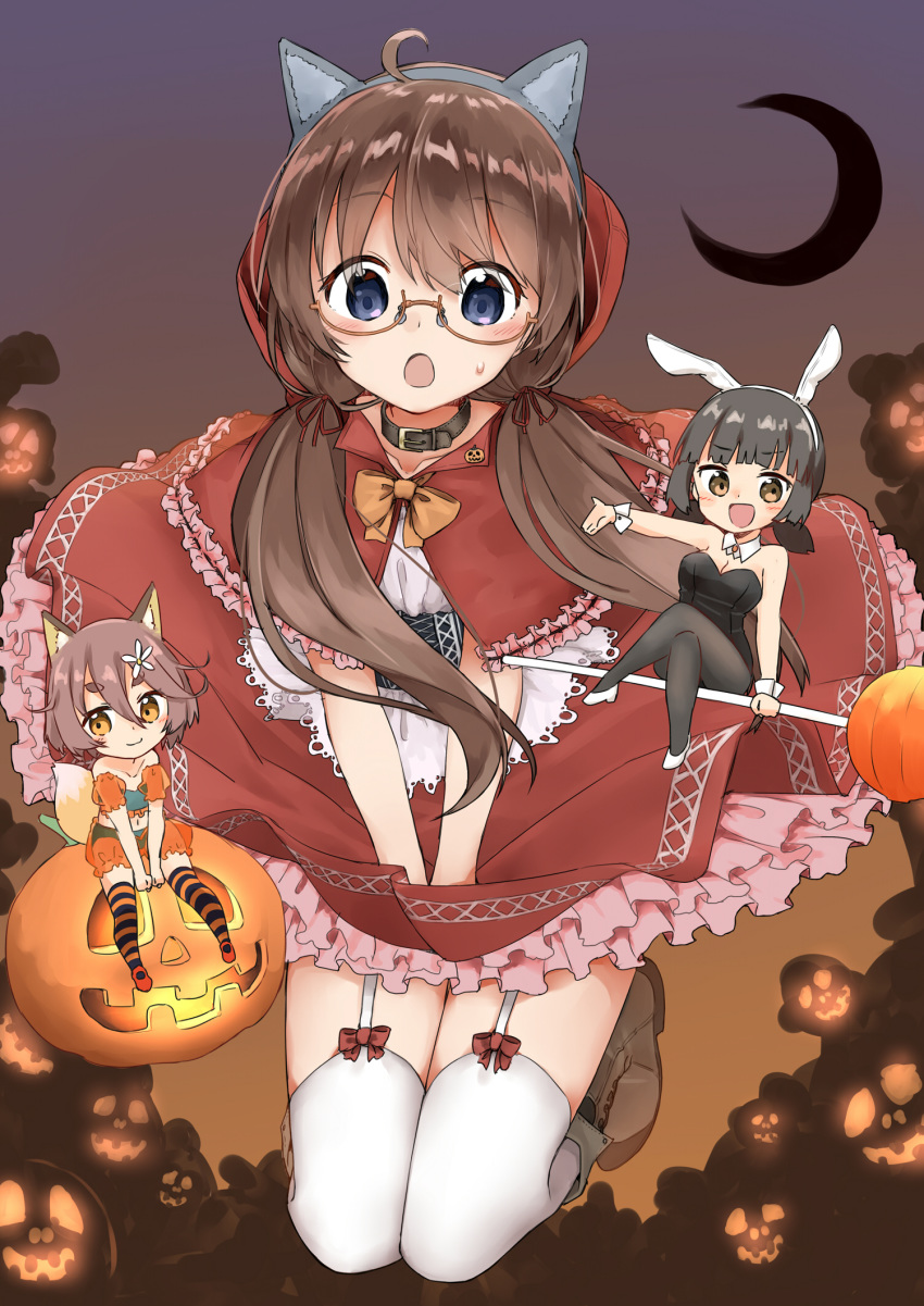 animal_ears bunny_ears bunny_girl halloween heels little_red_riding_hood_(character) megane pantyhose sekira_ame thighhighs