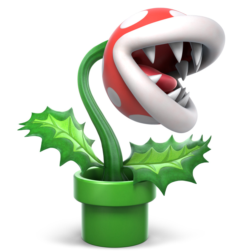 absurdres alternate_color full_body highres huge_filesize leaf mario_(series) no_eyes no_humans official_art open_mouth piranha_plant plant polka_dot potted_plant sharp_teeth solo super_mario_bros. super_smash_bros. super_smash_bros._ultimate teeth tongue transparent_background warp_pipe