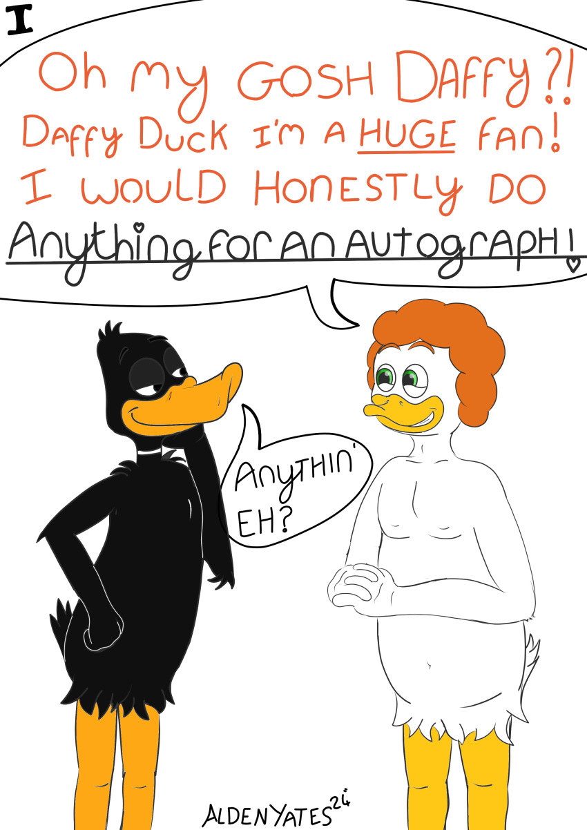 absurd_res anatid anseriform avian bird comic daffy_duck duck hi_res invalid_tag looney_tunes male nude slightly_chubby warner_brothers