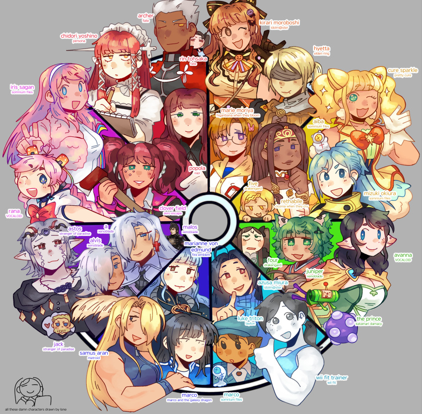 1other 6+boys 6+girls :d :o \m/ a_(xenoblade) absurdres ai_the_somnium_files ai_the_somnium_files:_nirvana_initiative aiba_(ai_the_somnium_files) alvis_(xenoblade) archer_(fate) astos avanna axe biceps black_hair blindfold blonde_hair blue_eyes blue_hair braid breasts brown_hair character_name chibi choker ciconia_no_naku_koro_ni cleavage color_wheel_challenge colored_skin copyright_name cure_sparkle dark-skinned_female dark-skinned_male dark_skin drag-on_dragoon drag-on_dragoon_3 earmuffs eating elden_ring elf fate/stay_night fate_(series) fire_emblem fire_emblem:_three_houses fire_emblem_warriors:_three_hopes five_(drag-on_dragoon) four_(drag-on_dragoon) frilled_choker frilled_hairband frills glasses green_eyes green_hair grey_hair hair_over_one_eye hairband headband healin'_good_precure higanbana_no_saku_yoru_ni highres hiramitsu_hinata holding holding_axe hoshizora_lone hyetta_(elden_ring) idolmaster idolmaster_(classic) idolmaster_cinderella_girls jack_garland juniper_(xenoblade) katamari_damacy kyokugen_dasshutsu kyokugen_dasshutsu:_9_jikan_9_nin_9_no_tobira lolita_fashion long_hair looking_at_another looking_at_viewer luke_triton malos_(xenoblade) marco_(ai_the_somnium_files) marco_(marco_to_ginga_ryuu) marco_to_ginga_ryuu marianne_von_edmund medium_hair metroid miura_azusa moriya_marie moroboshi_kirari multiple_boys multiple_drawing_challenge multiple_girls muscular muscular_female nier nier_(series) official_art_inset okiura_mizuki one_eye_closed one_eye_covered persona persona_3 pink_hair pointy_ears ponytail popola precure professor_layton rana_(vocaloid) red_eyes red_hair rethabile_eenentwintig_africacommonwealthrealm sagan_iris samus_aran short_hair smile stranger_of_paradise:_final_fantasy_origin the_prince_(katamari_damacy) thumbs_up tohsaka_rin twin_braids twintails vocaloid white_choker white_headband white_skin wii_fit wii_fit_trainer xenoblade_chronicles_(series) xenoblade_chronicles_1 xenoblade_chronicles_2 xenoblade_chronicles_3 xenoblade_chronicles_3:_future_redeemed yoshino_chidori yotsuba_(kyokugen_dasshutsu)