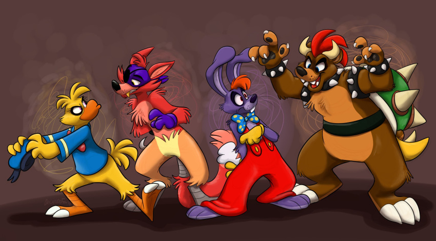 2018 absurd_res anthro avian bear bird bonnie_(fnaf) canine chica_(fnaf) chicken digital_media_(artwork) female five_nights_at_freddy's fox foxy_(fnaf) freddy_(fnaf) halloween hi_res holidays lagomorph male mammal orlandofox video_games