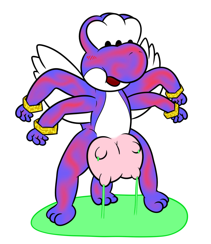3_legs 3_toes 4_arms blush bracelet feathered_wings feathers gyroesehni invalid_tag jewelry mario_bros milk multi_arm multi_limb nintendo orical_amarin teats third_eye toes udders video_games wings yoshi