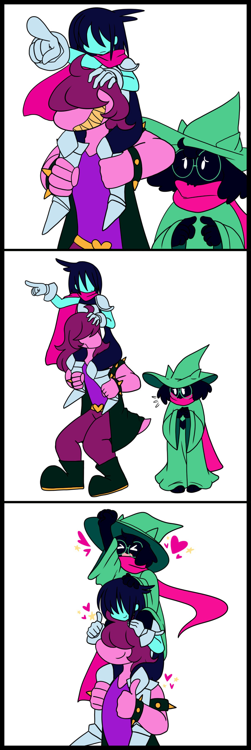 &lt;3 2018 anthro caprine clothed clothing deltarune digital_media_(artwork) eyewear female fur glasses goat hair human kris_(deltarune) male mammal ralsei reptile ryn_(artist) scalie scarf simple_background smile susie_(deltarune) teeth video_games