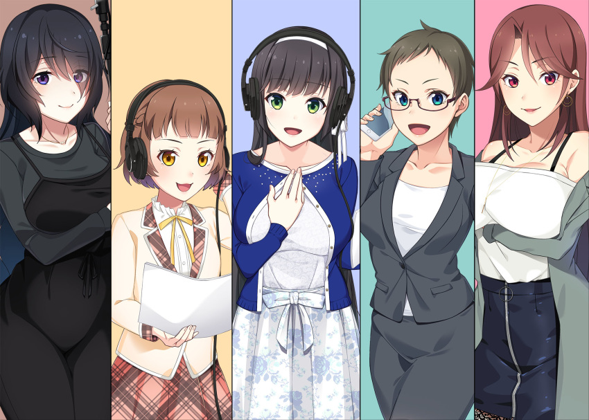 breast_hold business_suit clockup dress ero_voice!_h_na_voice_de_icha_love_success headphones kashima_mashino megane satoyuki seifuku uzi_(artist)