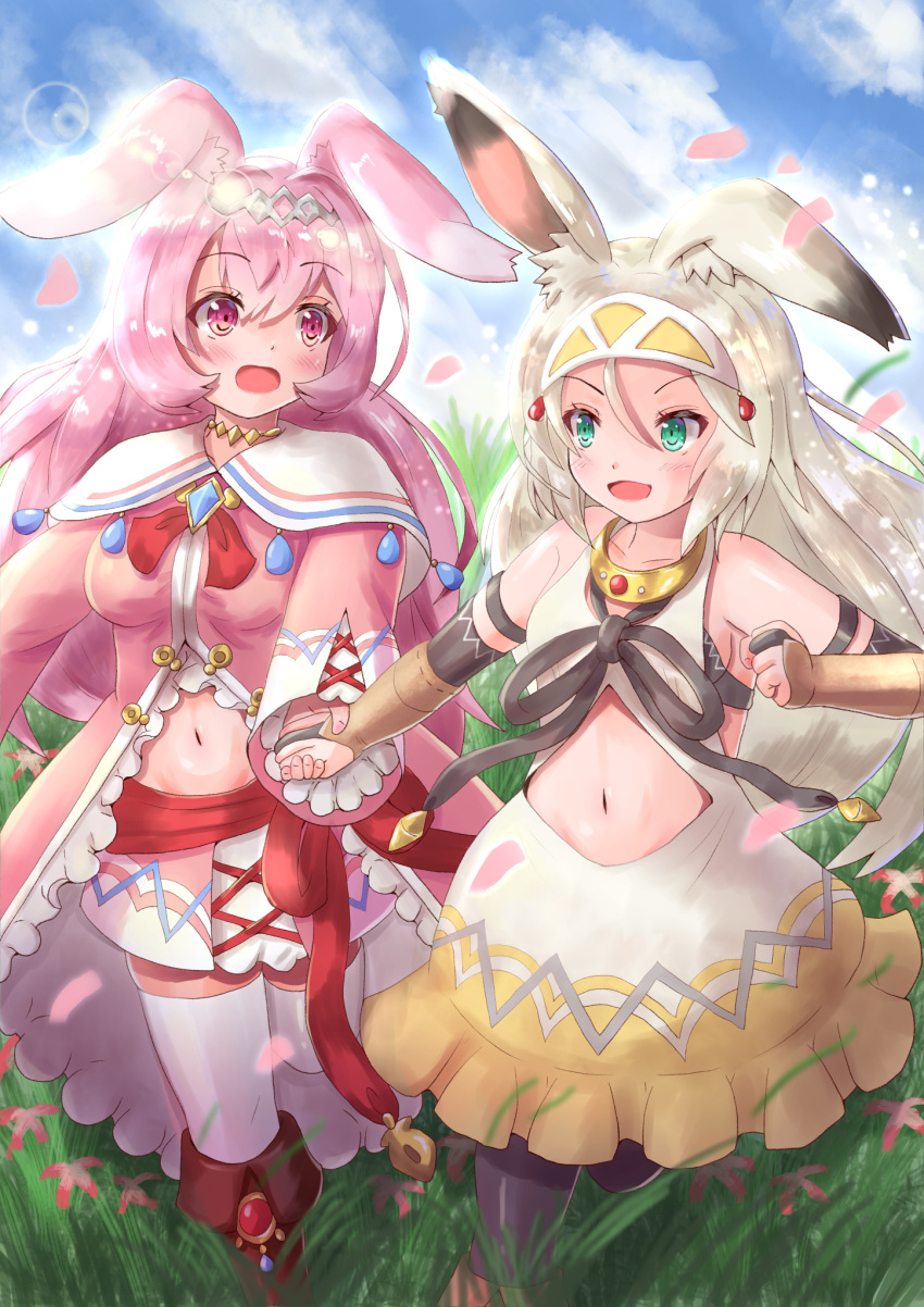 2girls animal_ears breasts character_request cygames dragalia_lost multiple_girls nintendo pink_hair smile