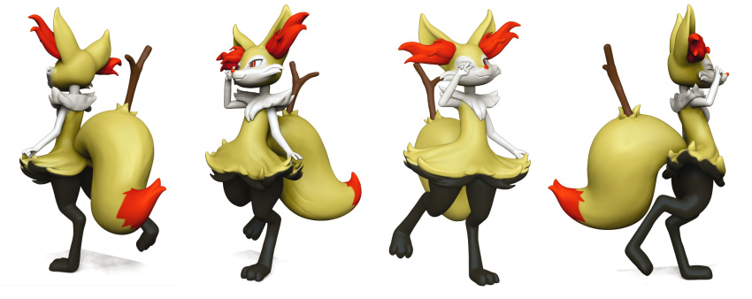 3d_(artwork) ambiguous_gender anthro braixen canine digital_media_(artwork) female fur guayabajava mammal nintendo pok&eacute;mon pok&eacute;mon_(species) sculpture simple_background solo video_games white_background yellow_fur