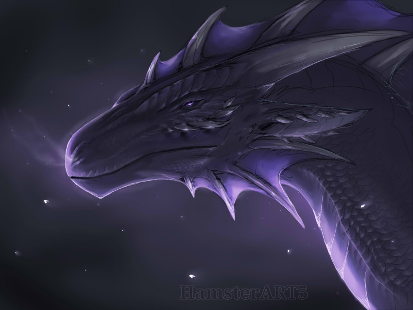 dragon feral fin hamsterart5 horn kov_(character) male night portrait purple_scales scales solo star