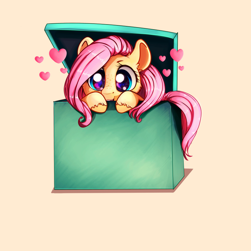 &lt;3 2018 absurd_res box earth_pony equine female feral fluttershy_(mlp) friendship_is_magic hi_res horse mammal miokomata my_little_pony pony simple_background solo