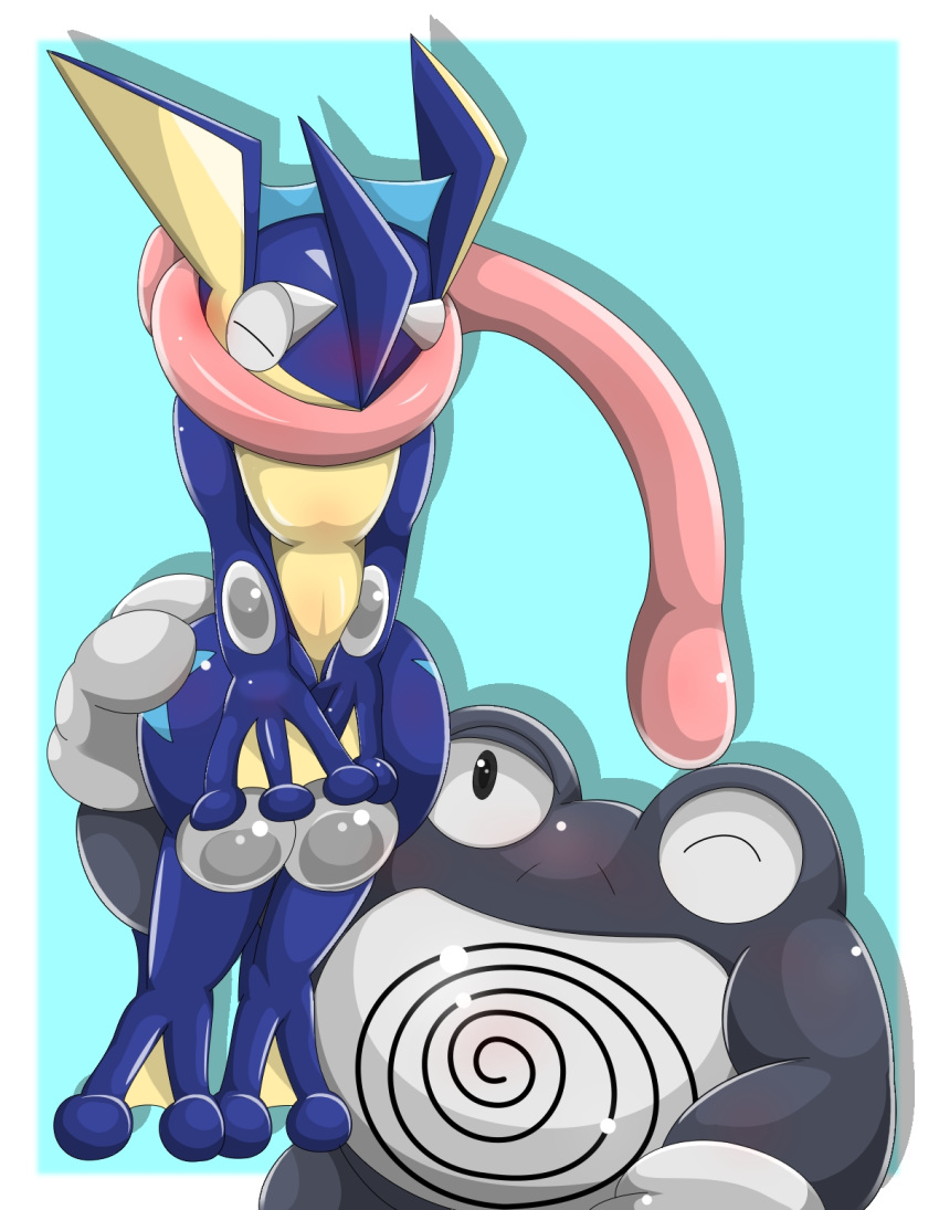 2014 duo greninja nintendo pok&eacute;mon pok&eacute;mon_(species) poliwrath simple_background type video_games