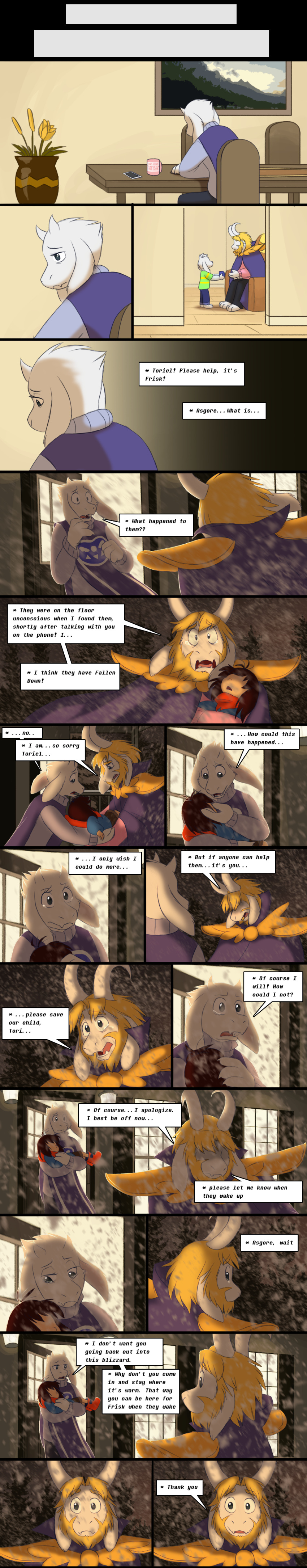 asgore_dreemurr asriel_dreemurr beard boss_monster caprine comic crying dialogue english_text facial_hair horn human long_ears mammal protagonist_(undertale) snow tc-96 tears text toriel undertale video_games