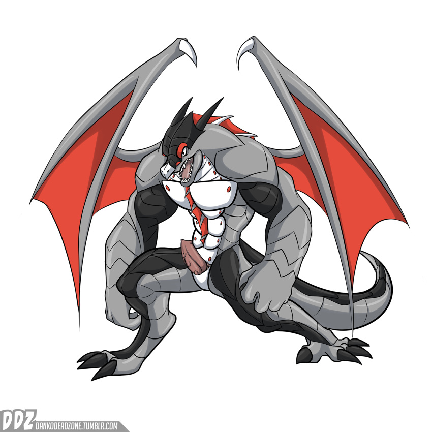 anthro dankodeadzone dragon ki male penis simple_background solo watermark white_background