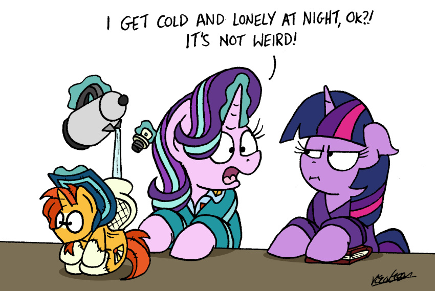 2018 bobthedalek clothed clothing doll duo english_text equine female feral friendship_is_magic hair horn hot_water_bottle magic mammal multicolored_hair my_little_pony starlight_glimmer_(mlp) text thermos twilight_sparkle_(mlp) two_tone_hair unicorn