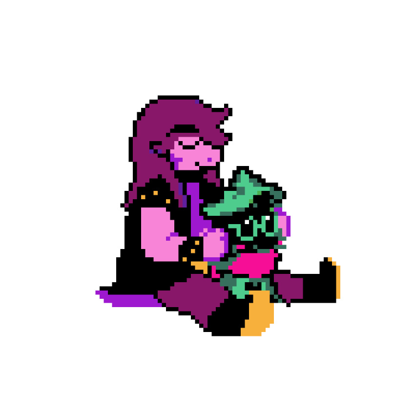 &lt;3 animated anthro black_fur blush bovid caprine clothed clothing cuddling darkner deltarune digital_media_(artwork) female fur goat goatboyalex hair happy hi_res kissing larger_female long_hair loop male male/female mammal petting pink_hair pink_skin pixel_(artwork) ralsei scalie size_difference smaller_male smile sprite susie_(deltarune) video_games yellow_eyes