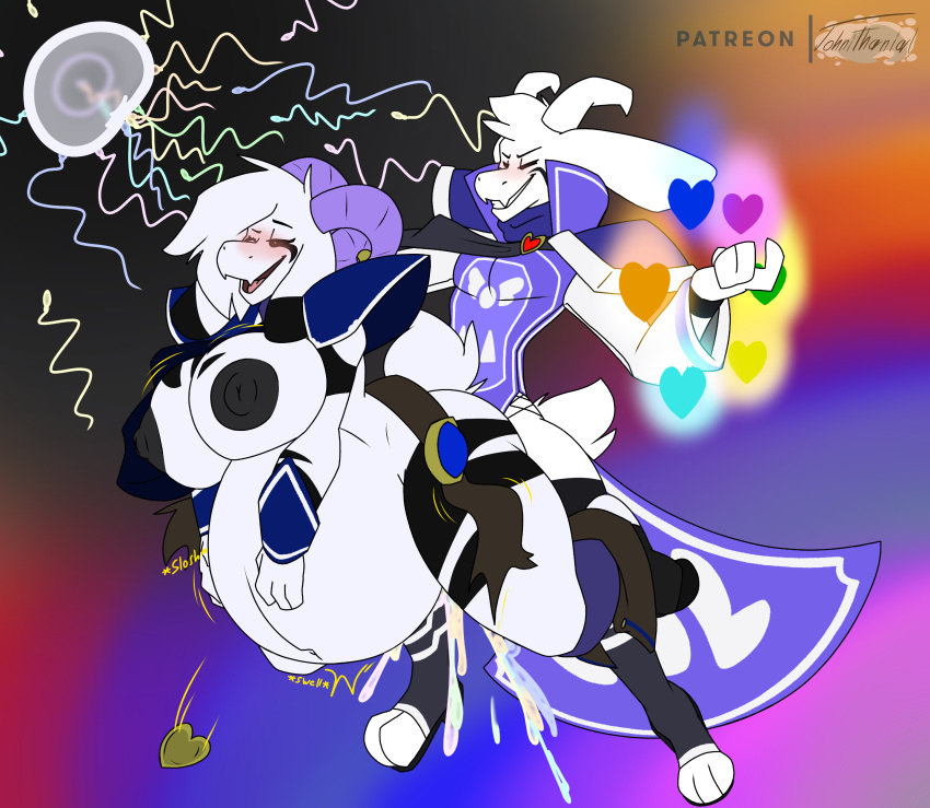 2019 absurd_res anthro asriel_dreemurr asriel_dreemurr_(god_form) belly big_belly big_breasts black_sclera blush boss_monster bovid breasts caprine clothed clothing colored_cum cum cum_in_pussy cum_inflation cum_inside digital_media_(artwork) duo english_text excessive_cum fan_character female from_behind_position fur goat grin hair hi_res horn huge_breasts impregnation inflation johnithanial long_ears male male/female mammal markings nipples open_mouth orgasm ovum partially_clothed penetration rainbow_cum red_eyes selfcest sex smile sperm_cell square_crossover teeth text thick_thighs toes tongue undertale unusual_cum vaginal vaginal_penetration video_games white_fur wide_hips yellow_eyes