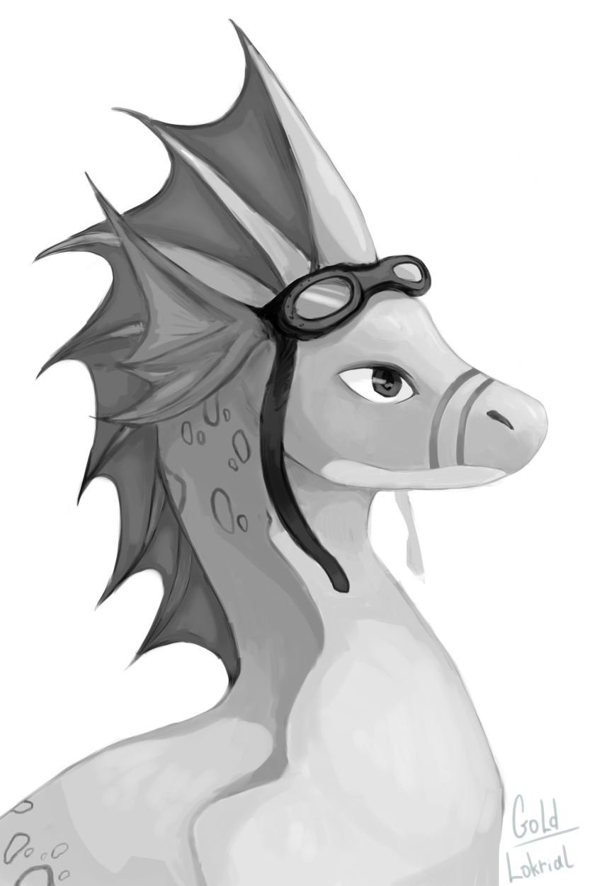 absurd_res adine_(awsw) angels_with_scaly_wings dragon eyewear female frill goggles hi_res lokrial portrait scales signature simple_background sketch solo