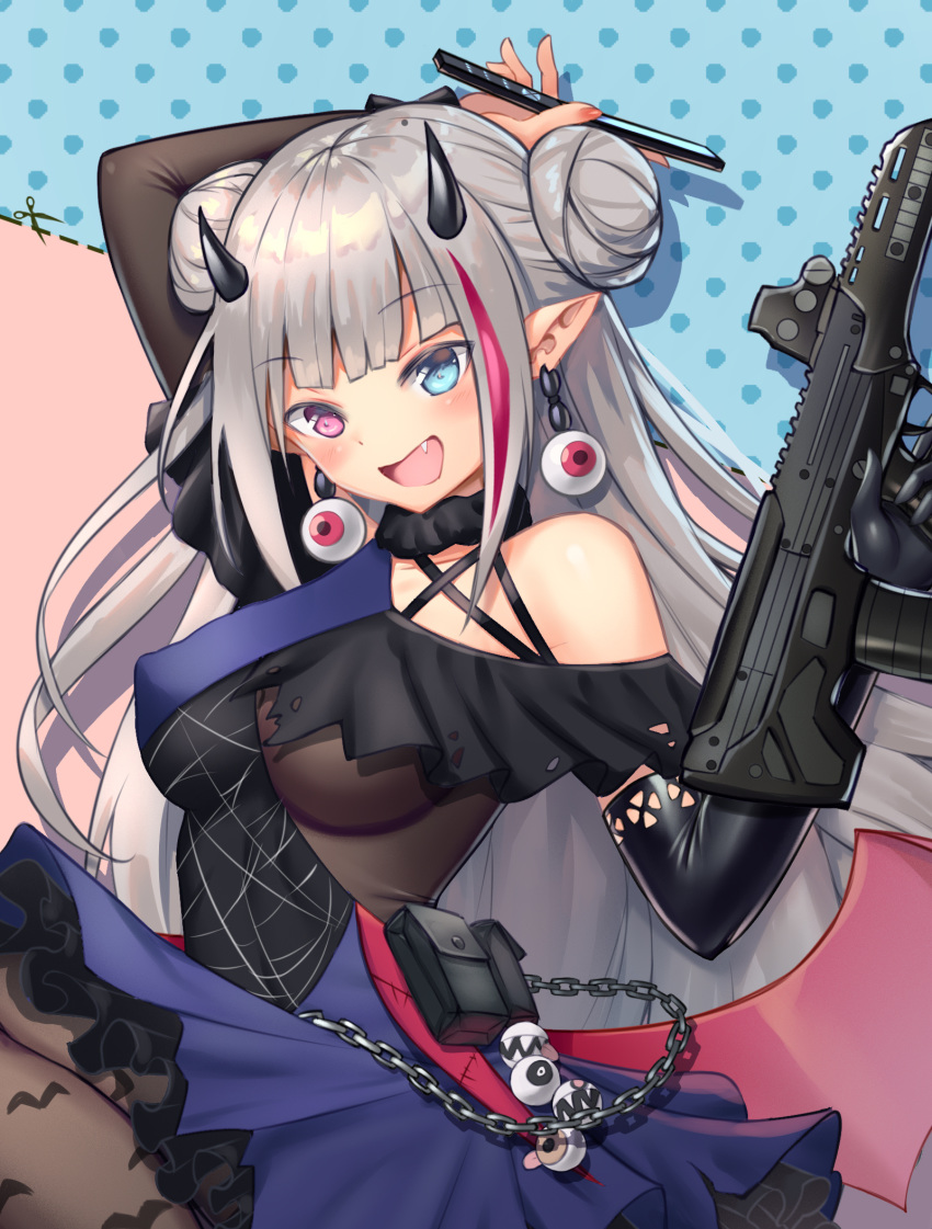 girls_frontline gun heterochromia konishi_(565112307) mdr_(girls_frontline) pantyhose pointy_ears