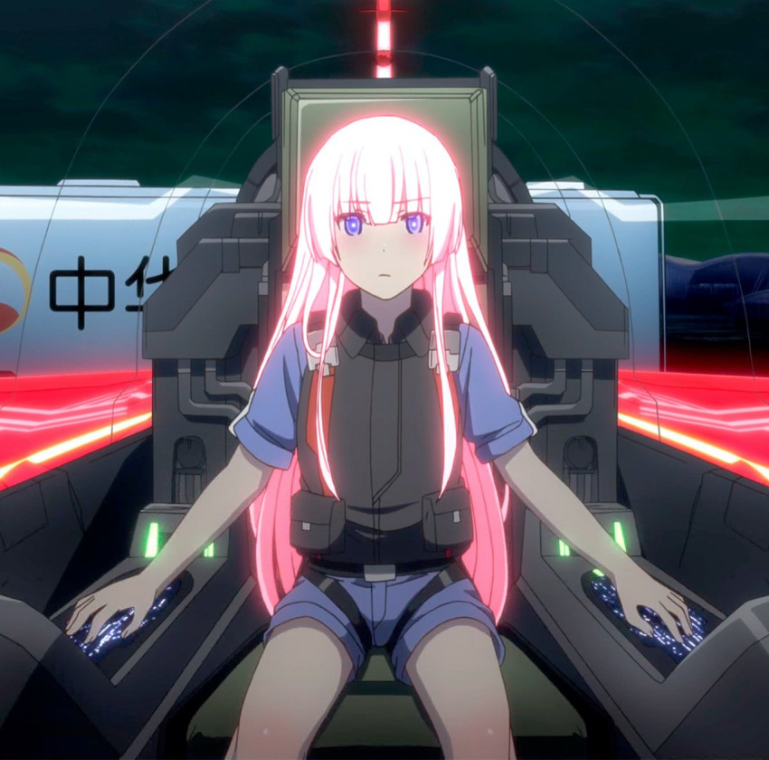 cockpit girly_air_force gripen_(girly_air_force) highres long_hair pink_hair purple_eyes screencap stitched third-party_edit