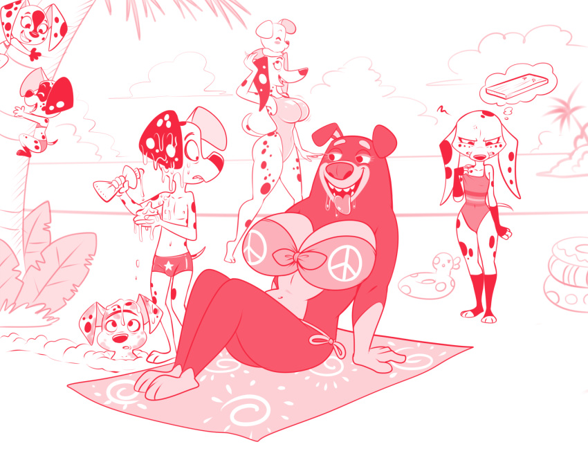 101_dalmatian_street 2019 anthro anthrofied beach big_breasts bikini breasts canid canine canis cleavage clothed clothing dalmatian dee_dee_(101_dalmatians) delilah_(101_dalmatians) diesel_(101_dalmatians) dizzy_(101_dalmatians) doberman dolly_(101_dalmatians) domestic_dog dorothy_(101_dalmatians) dylan_(101_dalmatians) fangs female flat_chested huge_breasts lonbluewolf male mammal open_mouth rottweiler roxy_(101_dalmatians) saliva seaside swimsuit teeth tongue tongue_out