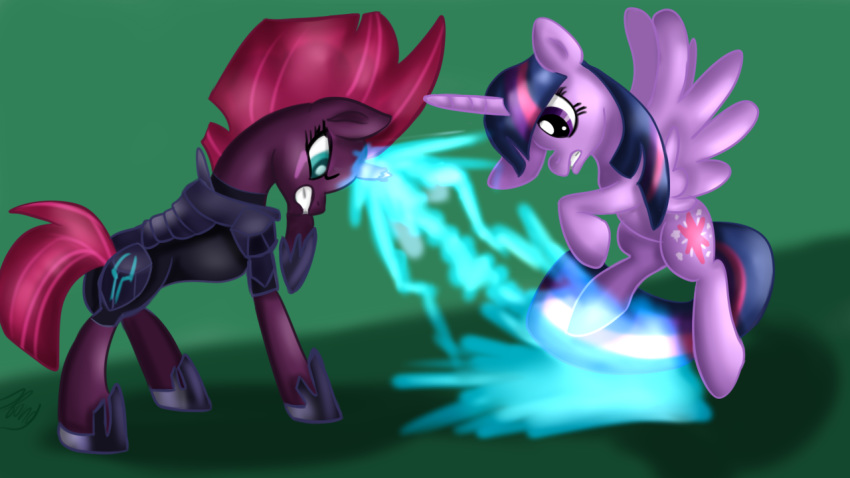 armor battle cutie_mark duo equid feral friendship_is_magic horn jbond mammal my_little_pony my_little_pony_the_movie tempest_shadow_(mlp) twilight_sparkle_(mlp) unicorn winged_unicorn wings