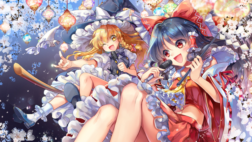 cu-rim hakurei_reimu heels kirisame_marisa skirt_lift touhou witch