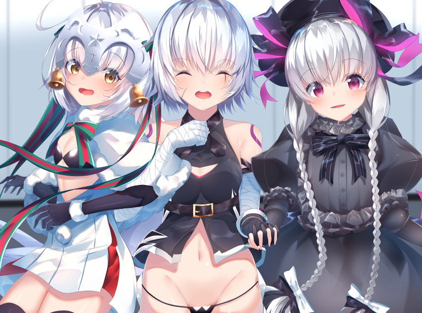 bandages cleavage dress fate/grand_order jack_the_ripper jeanne_d'arc_alter_santa_lily nursery_rhyme_(fate/extra) pantsu suisen-21 tattoo thighhighs