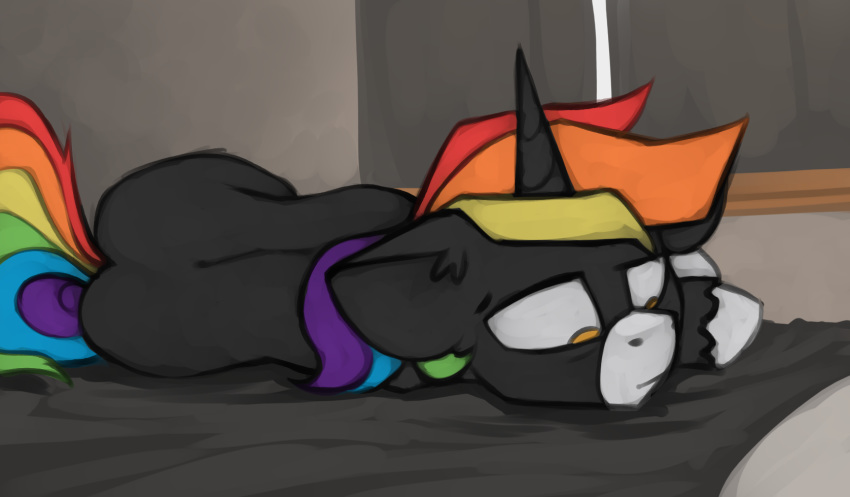 depression equid fan_character hi_res horn male mammal marsminer my_little_pony rainbow_heart solo unicorn