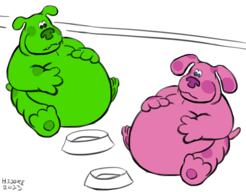 blue's_clues green_puppy magenta_(blue's_clues) nickelodeon obese overweight safe unknown_artist