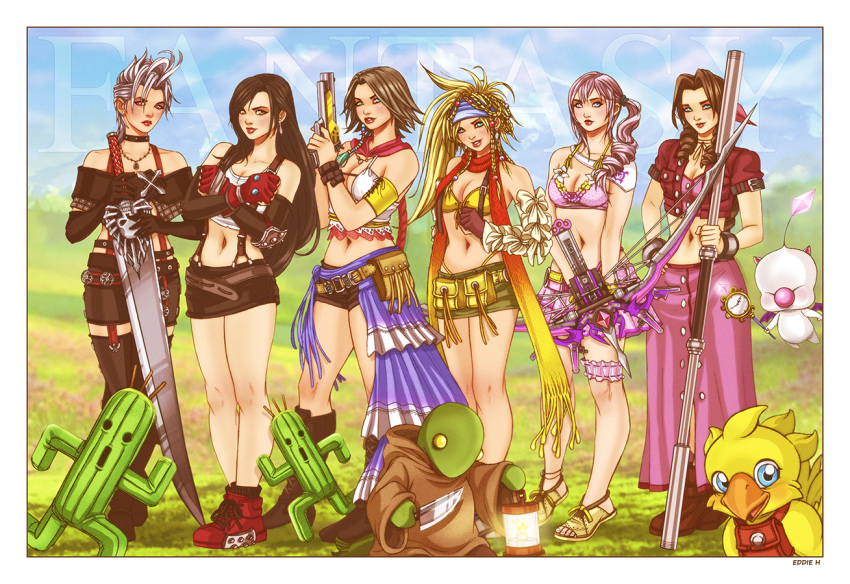 aerith_gainsborough final_fantasy final_fantasy_vii paine rikku serah_farron tifa_lockhart yuna_(ff10)