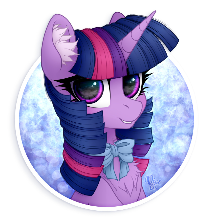 2019 bow_tie digital_media_(artwork) equid female feral friendship_is_magic hi_res horn inner_ear_fluff looking_at_viewer mammal my_little_pony solo twilight_sparkle_(mlp) unicorn vird-gi