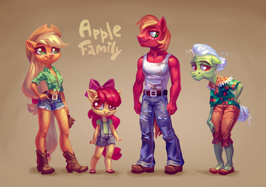 absurd_res anthro anthrofied apple_bloom_(mlp) applejack_(mlp) big_macintosh_(mlp) clothing equid equine family female friendship_is_magic granny_smith_(mlp) group hi_res holivi horse male mammal my_little_pony pony