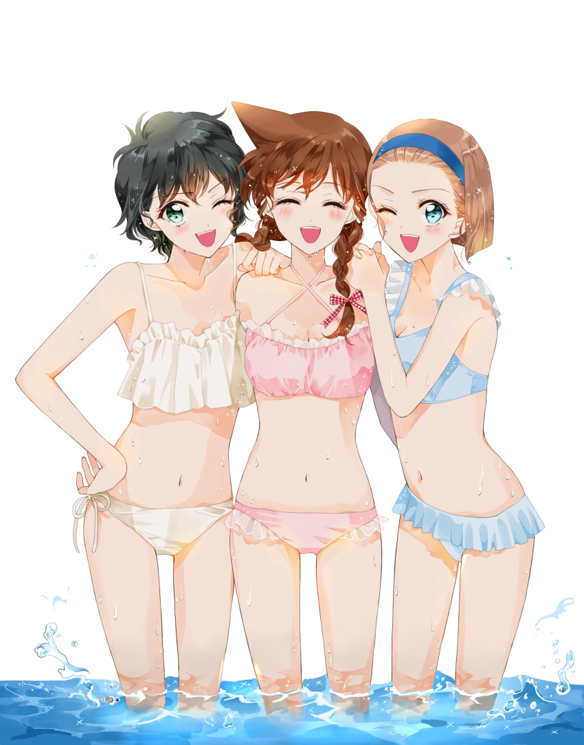 bikini cleavage detective_conan mouri_ran sera_masumi suzuki_sonoko swimsuits wet