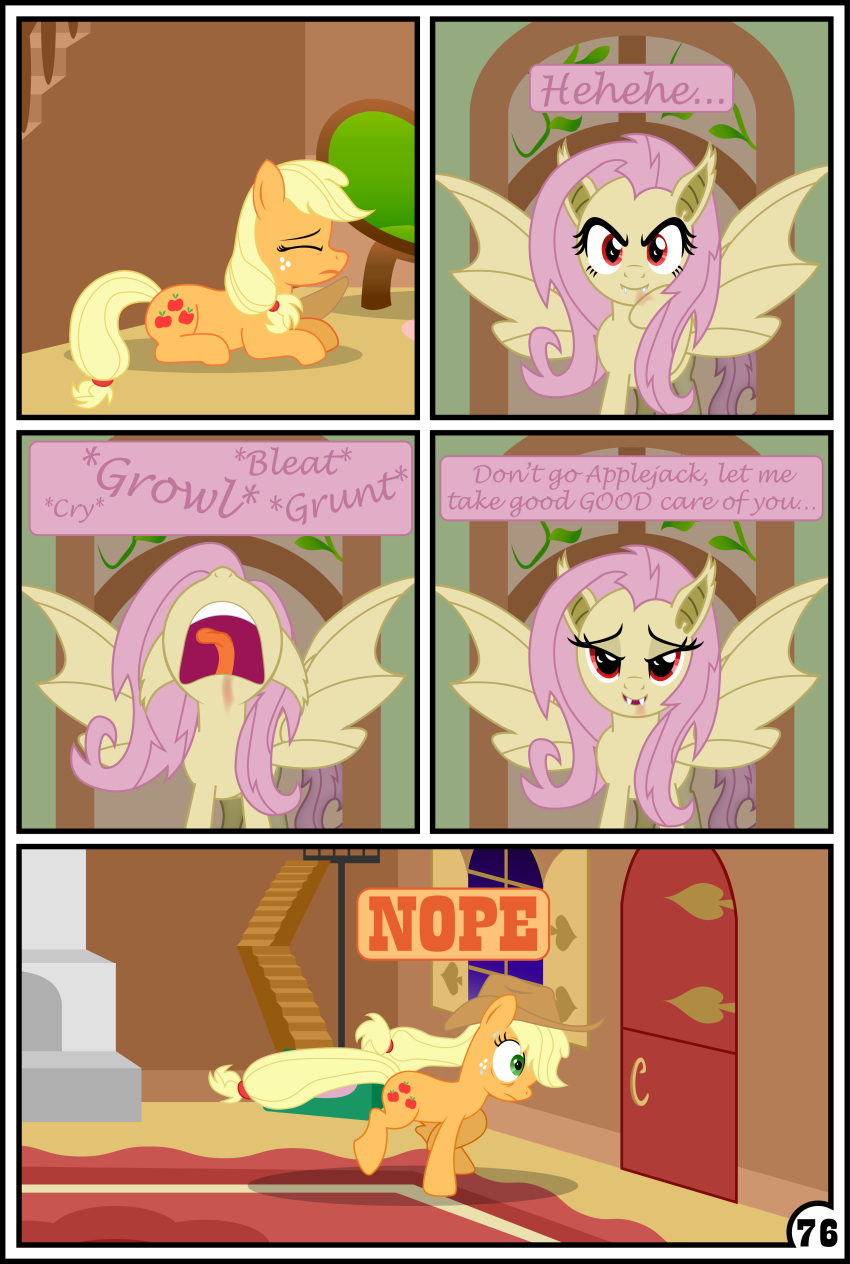 absurd_res applejack_(mlp) bat_pony comic earth_pony equid equine female flutterbat_(mlp) fluttershy_(mlp) friendship_is_magic gutovi-kun hi_res horse mammal my_little_pony pony