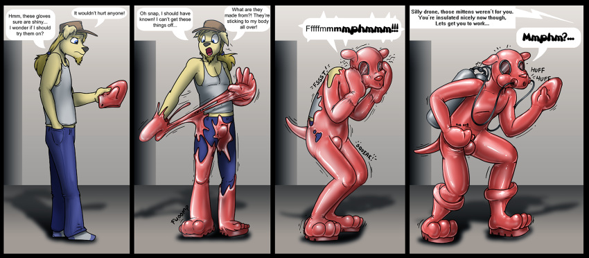 bulge canid canine canis comic domestic_dog drone hi_res mammal redflare500 rubber transformation