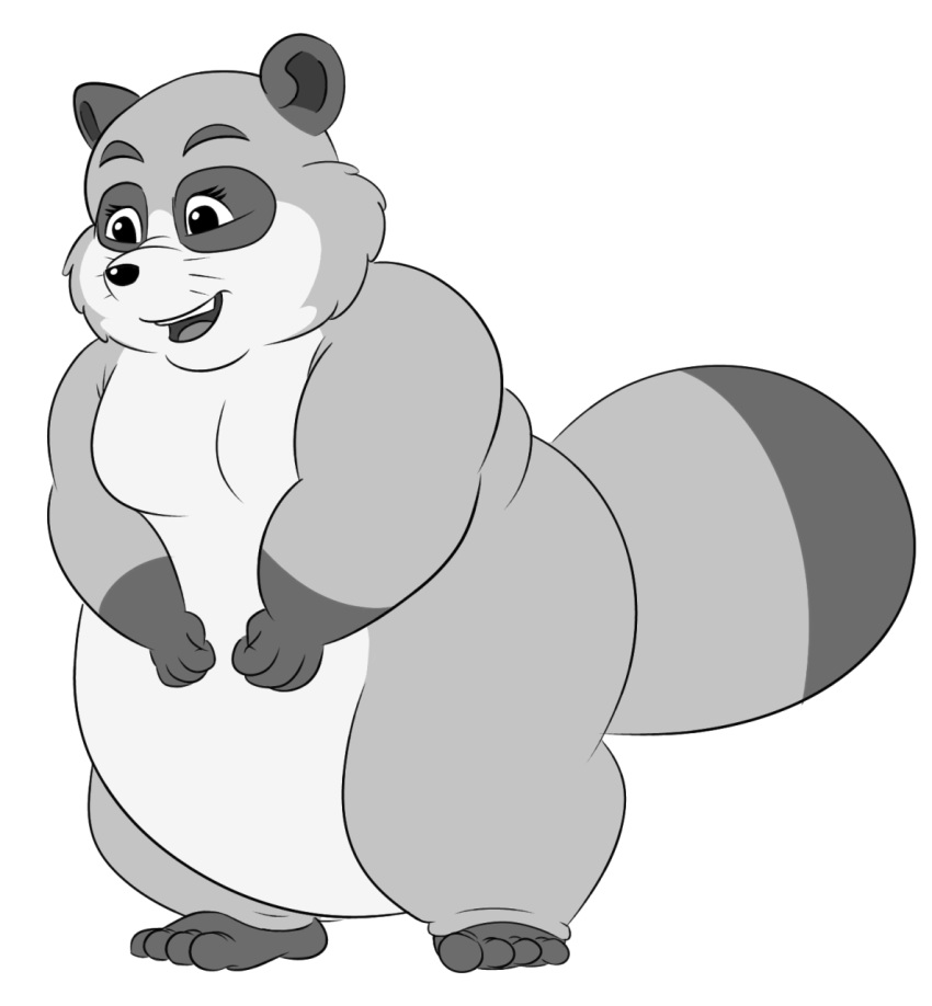 belly big_butt butt female hi_res kanahu mammal overweight procyonid raccoon slightly_chubby standing thick_thighs wide_hips