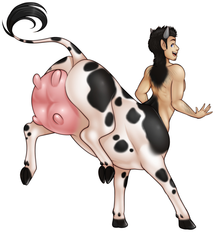 anthro bovid bovine cattle hi_res hooves horn madamsquiggles male mammal nude taur teats thenomeking udders