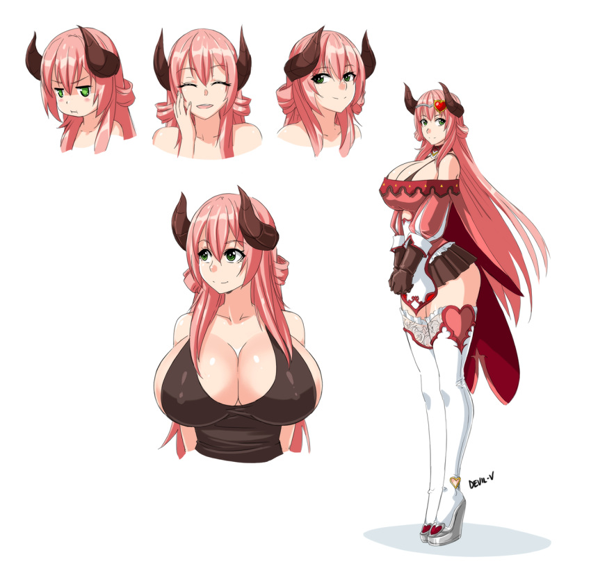 big_breasts breasts cleavage clothed clothing devil-v female hi_res horn humanoid nipple_outline