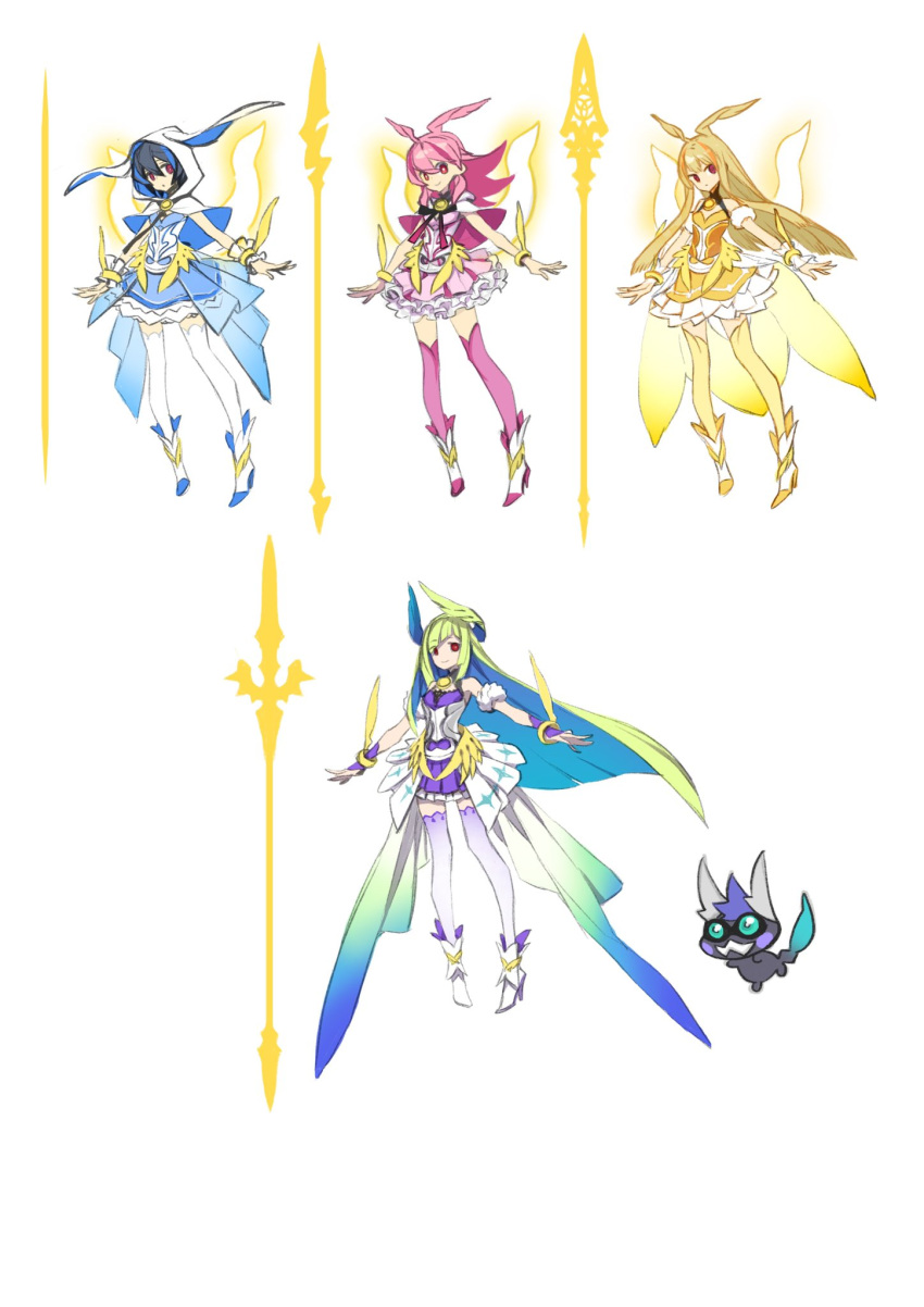 6+girls animalization bangs black_hair blonde_hair breasts brynhildr_(fate) brynhildr_romantia capelet character_sheet cloak cover dress energy_spear energy_wings eyebrows_visible_through_hair fairy fate/grand_order fate/prototype fate/prototype:_fragments_of_blue_and_silver fate_(series) hair_between_eyes hair_over_one_eye head_wings highres hildr_(fate/grand_order) hood hooded_cloak long_hair looking_at_viewer magical_girl medium_breasts miwa_shirou multiple_girls ortlinde_(fate/grand_order) pink_hair polearm precure purple_eyes red_eyes short_hair sigurd_(fate/grand_order) spear tagme thrud_(fate/grand_order) valkyrie_(fate/grand_order) very_long_hair weapon